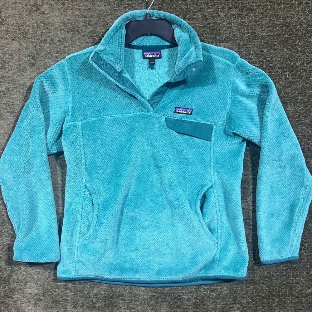 Patagonia Re-Tool Snap-T Pullover Women Large Teal Blue Fleece Jacket